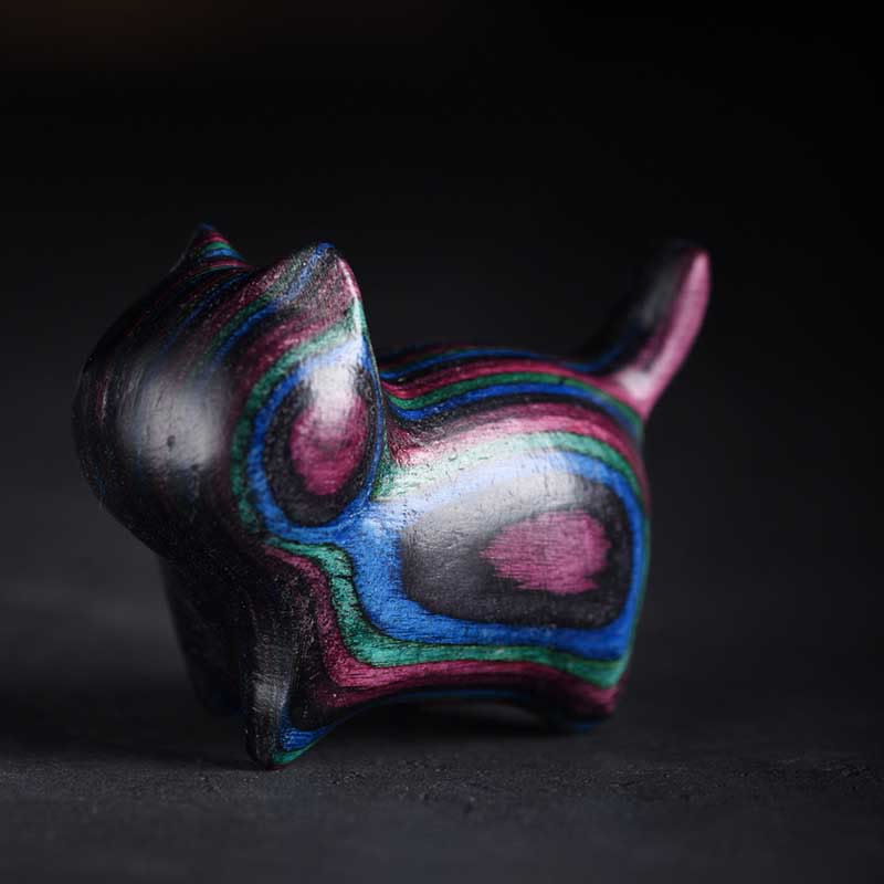 Buddha Stones Mini gato gatito colorido adorno de madera lindo para mascotas - image 6