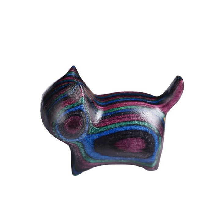 Buddha Stones Mini gato gatito colorido adorno de madera lindo para mascotas - image 7