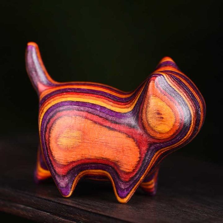 Buddha Stones Mini gato gatito colorido adorno de madera lindo para mascotas - image 4