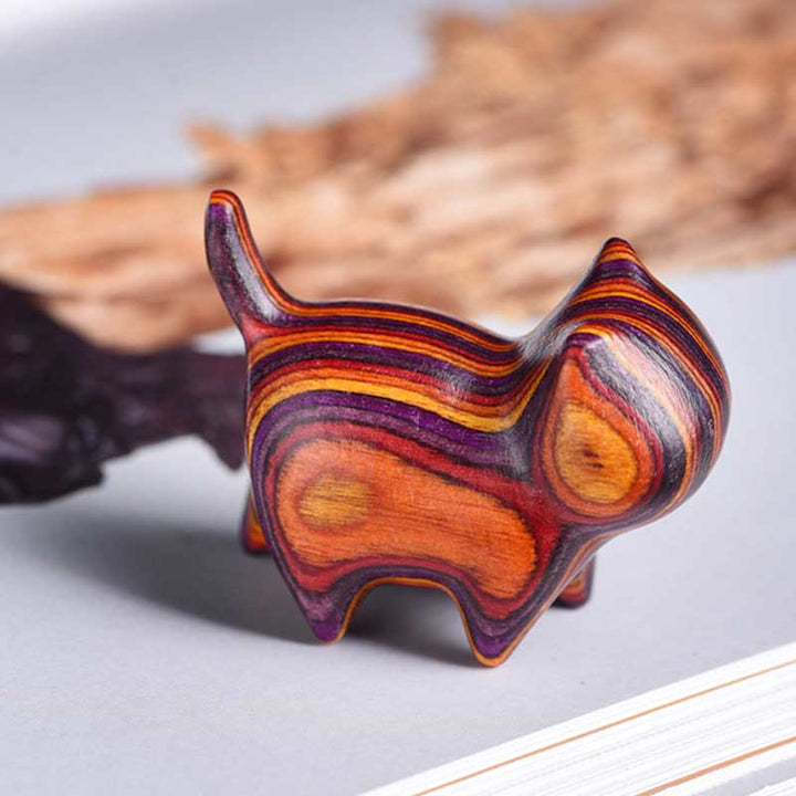 Buddha Stones Mini gato gatito colorido adorno de madera lindo para mascotas - image 2