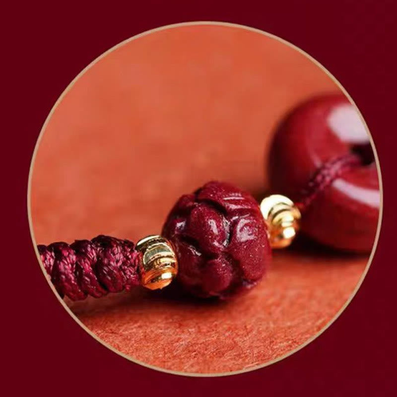 Buddha Stones Pulsera Trenzada con Cierres de Paz de Cinabrio Hechos a Mano, Loto, Calma y Bendición