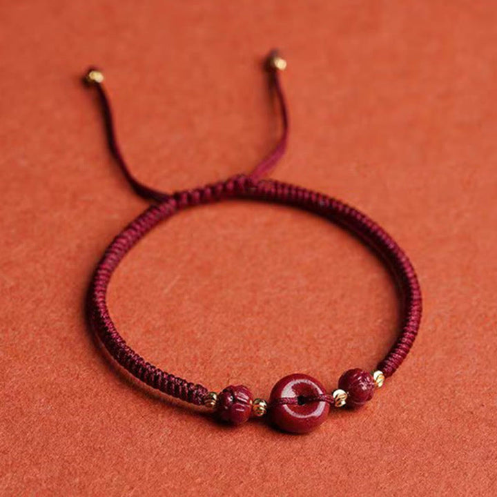 Buddha Stones Pulsera Trenzada con Cierres de Paz de Cinabrio Hechos a Mano, Loto, Calma y Bendición