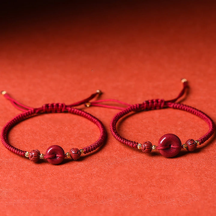 Buddha Stones Pulsera Trenzada con Cierres de Paz de Cinabrio Hechos a Mano, Loto, Calma y Bendición