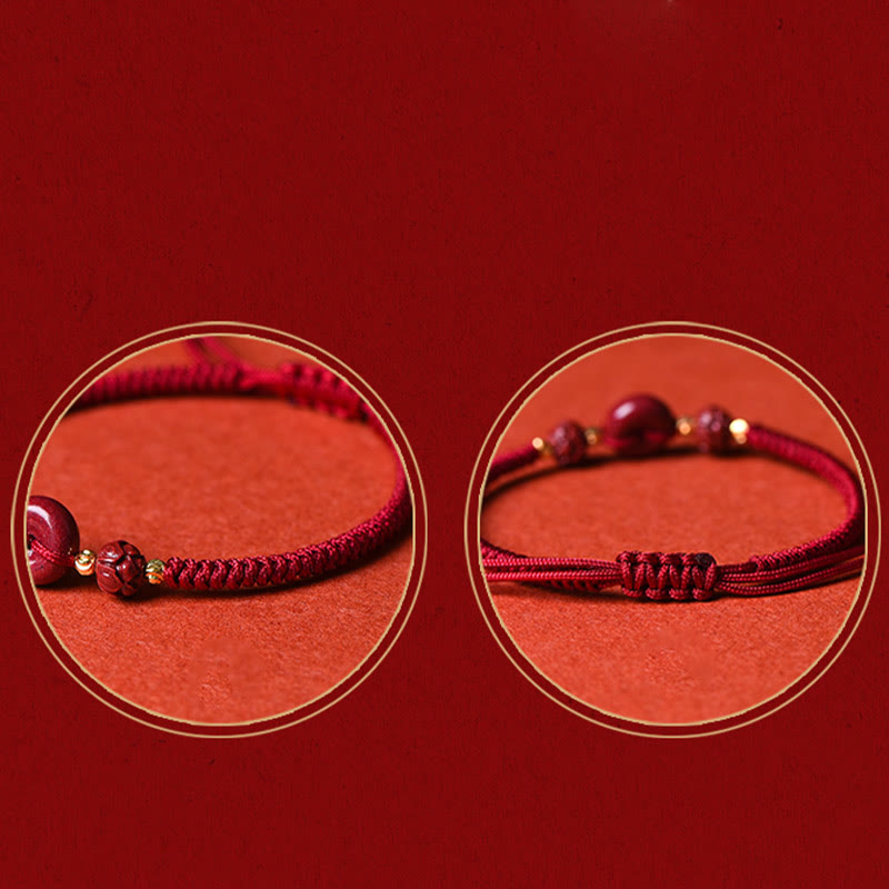 Buddha Stones Pulsera Trenzada con Cierres de Paz de Cinabrio Hechos a Mano, Loto, Calma y Bendición