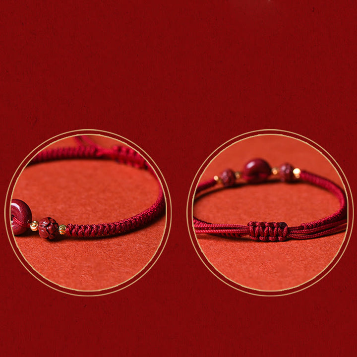 Buddha Stones Pulsera Trenzada con Cierres de Paz de Cinabrio Hechos a Mano, Loto, Calma y Bendición