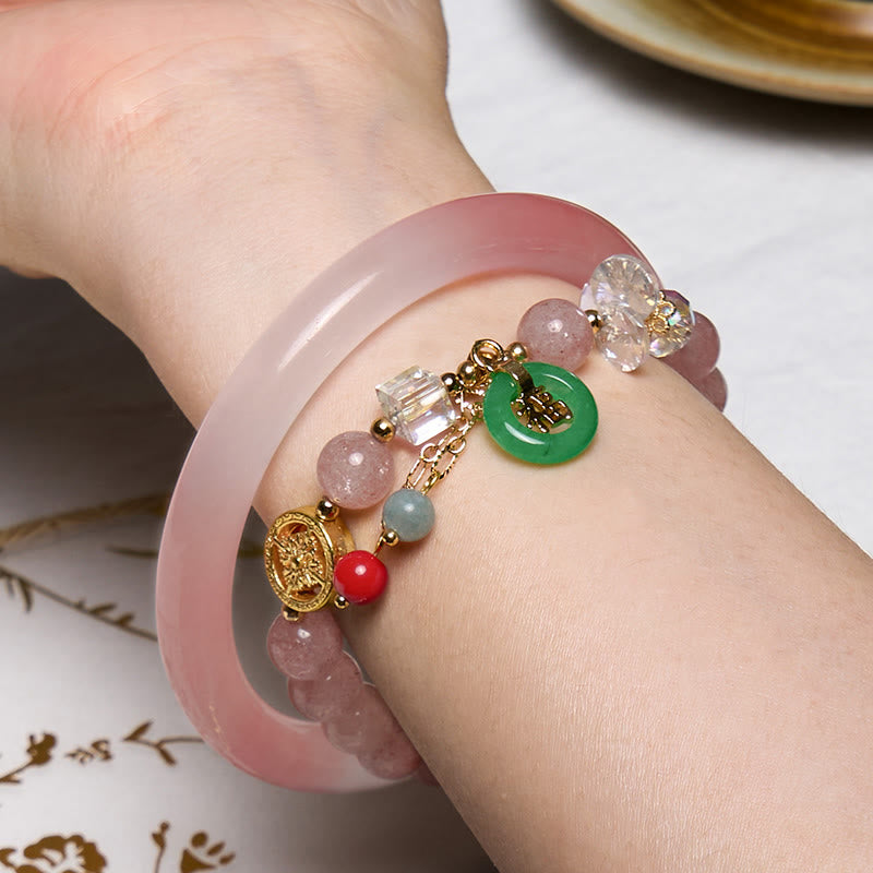 Pulsera rosa de Buddha Stones que atrae amor y protección