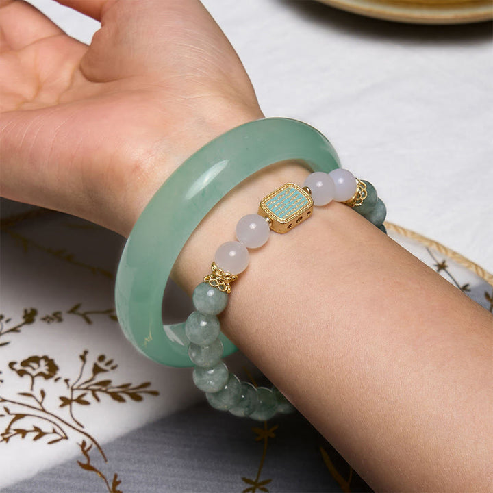 Buddha Stones Promueve Nuevos Comienzos Pulsera de Jade Verde Menta Conjunto