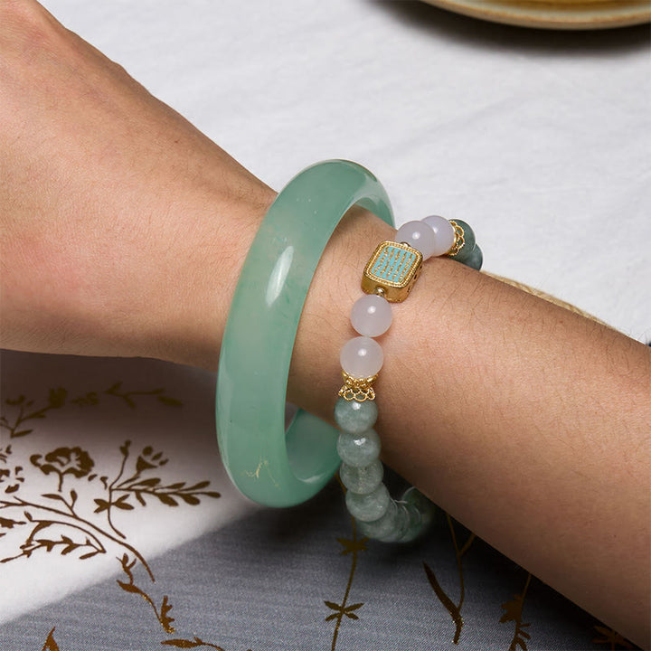 Buddha Stones Promueve Nuevos Comienzos Pulsera de Jade Verde Menta Conjunto