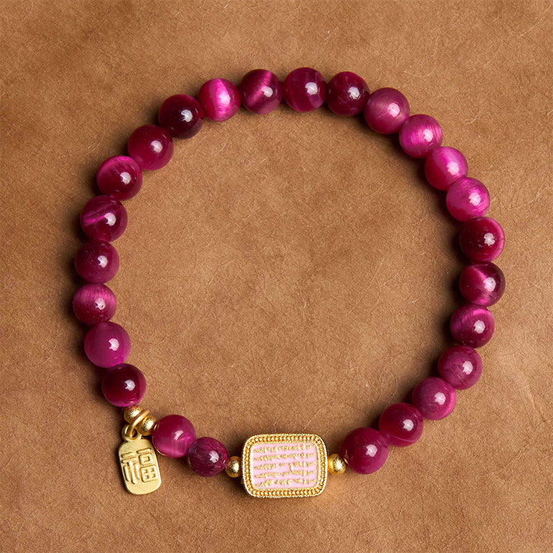 Pulsera de Coraje con Cuentas de Ojo de Tigre Rojo y Piedra de Buda