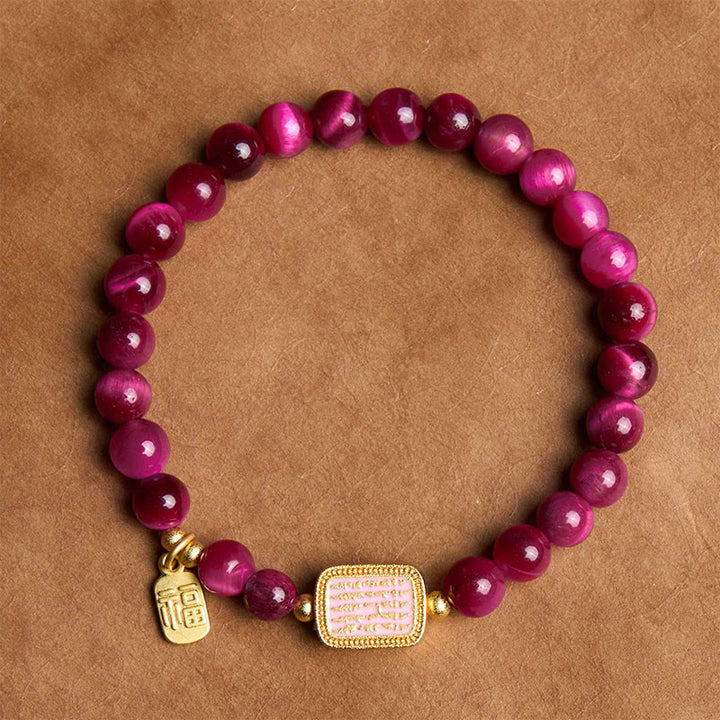 Pulsera de Coraje con Cuentas de Ojo de Tigre Rojo y Piedra de Buda