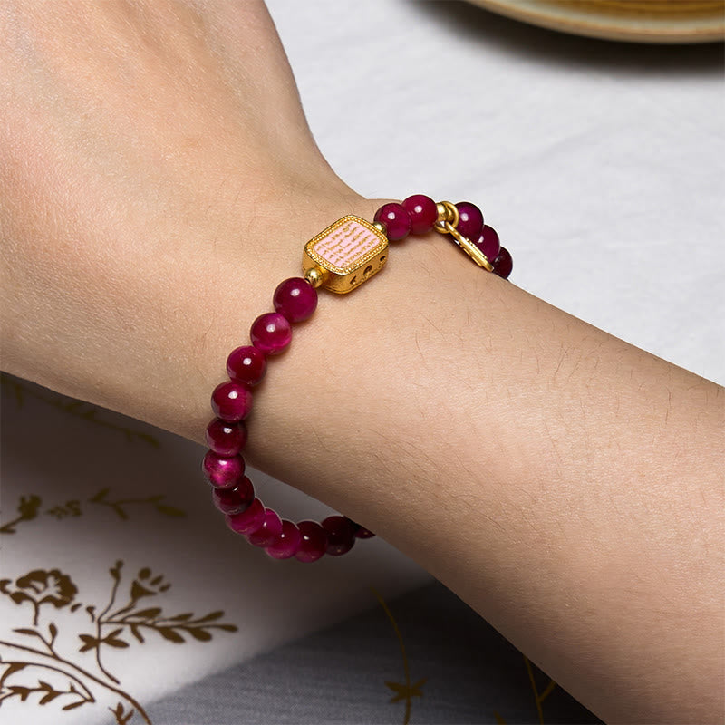 Pulsera de Coraje con Cuentas de Ojo de Tigre Rojo y Piedra de Buda