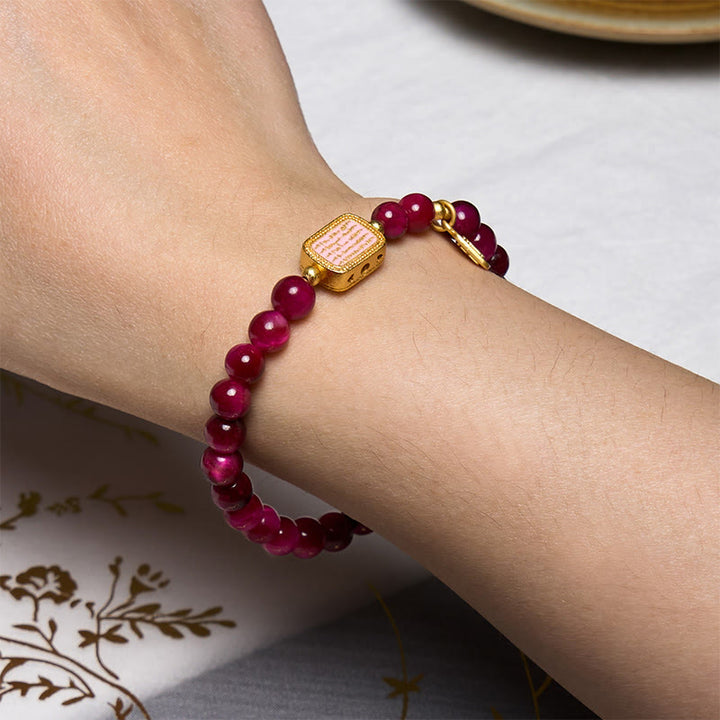 Pulsera de Coraje con Cuentas de Ojo de Tigre Rojo y Piedra de Buda