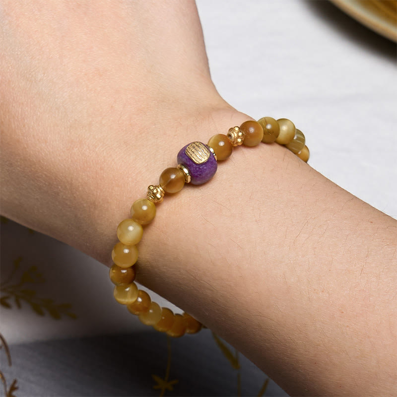Pulsera de Protección de la Suerte con Cuentas de Ojo de Tigre y Piedras de Buda