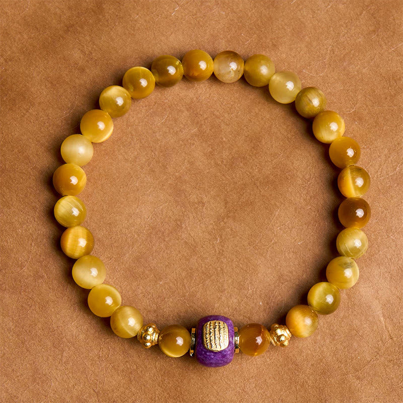 Pulsera de Protección de la Suerte con Cuentas de Ojo de Tigre y Piedras de Buda
