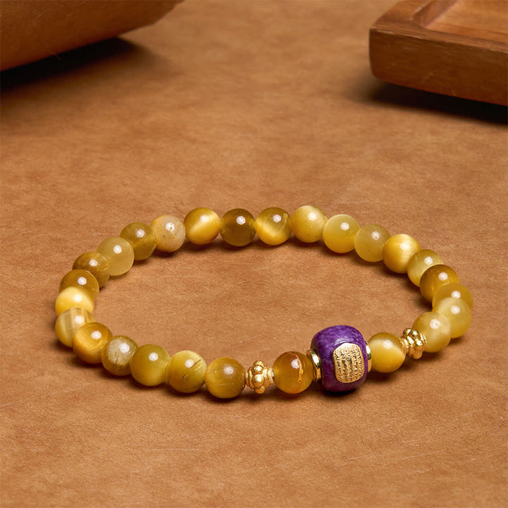 Pulsera de Protección de la Suerte con Cuentas de Ojo de Tigre y Piedras de Buda