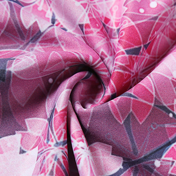 Leggings deportivos cortos de yoga de mujeres con impresión de líneas de flores de cerezo y Buddha Stones - image 7