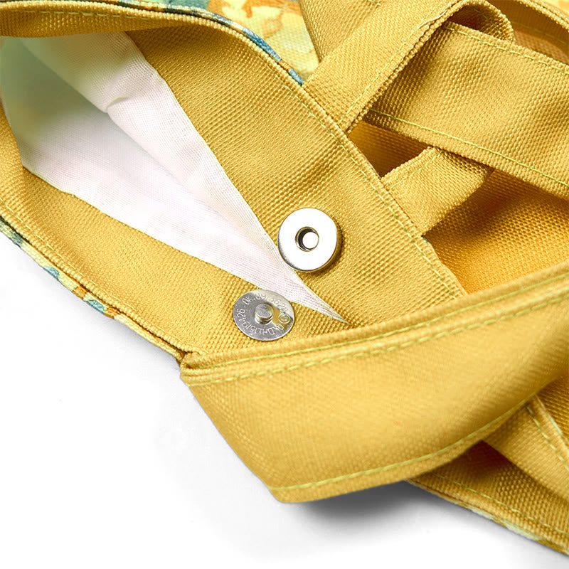 Bolso de mano de lona con rosas del pabellón inmortal de piedras Budistas