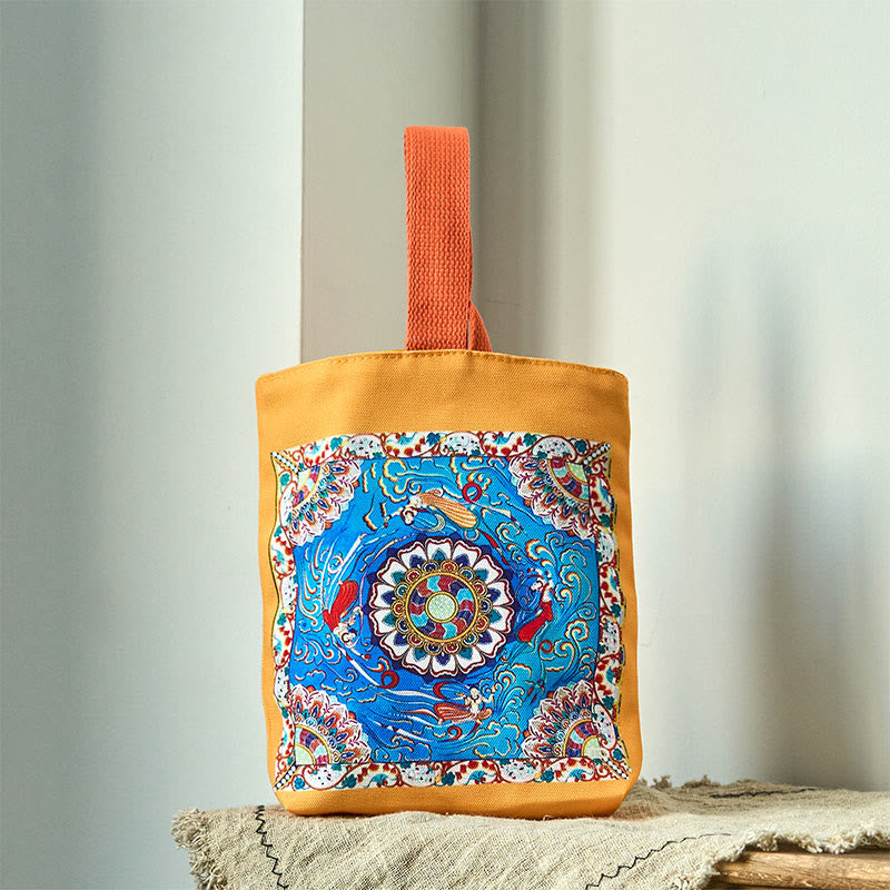 Buddha Stones Dunhuang Apsaras Voladoras Loto Estatuas de Buda Bolso de Lona
