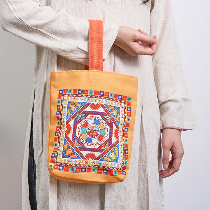 Buddha Stones Dunhuang Apsaras Voladoras Loto Estatuas de Buda Bolso de Lona