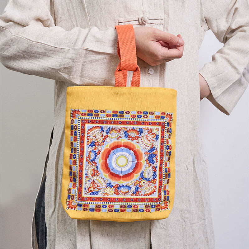 Buddha Stones Dunhuang Apsaras Voladoras Loto Estatuas de Buda Bolso de Lona