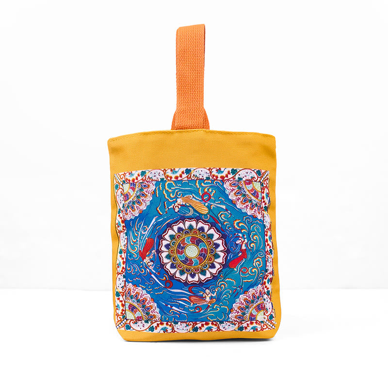 Buddha Stones Dunhuang Apsaras Voladoras Loto Estatuas de Buda Bolso de Lona