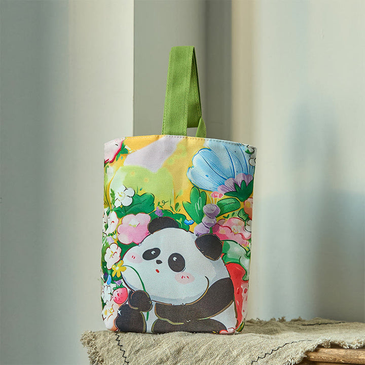 Buddha Stones Panda Orchid Loquat Canvas Handbag 
	 Piedras de Buda Panda Orquídea Níspero Bolso de Lona