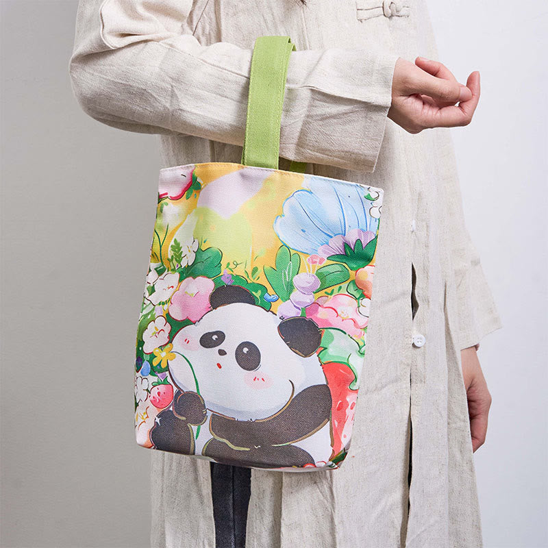 Buddha Stones Panda Orchid Loquat Canvas Handbag 
	 Piedras de Buda Panda Orquídea Níspero Bolso de Lona