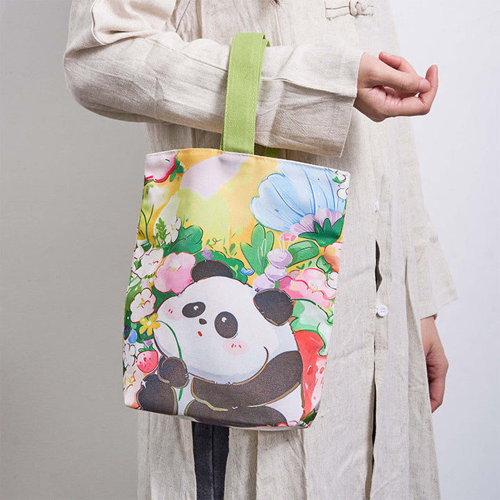 Buddha Stones Panda Orchid Loquat Canvas Handbag 
	 Piedras de Buda Panda Orquídea Níspero Bolso de Lona