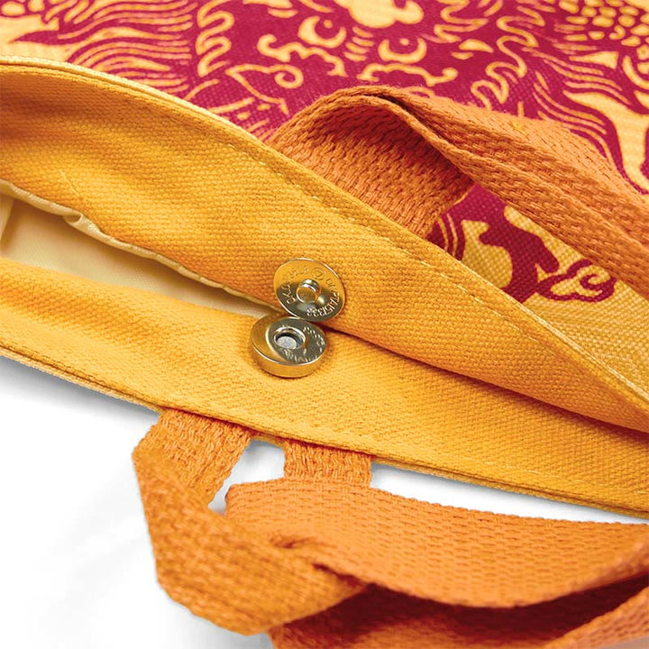 Bolsa de Lona con Dragón Chino y Caqui de Piedras de Buda