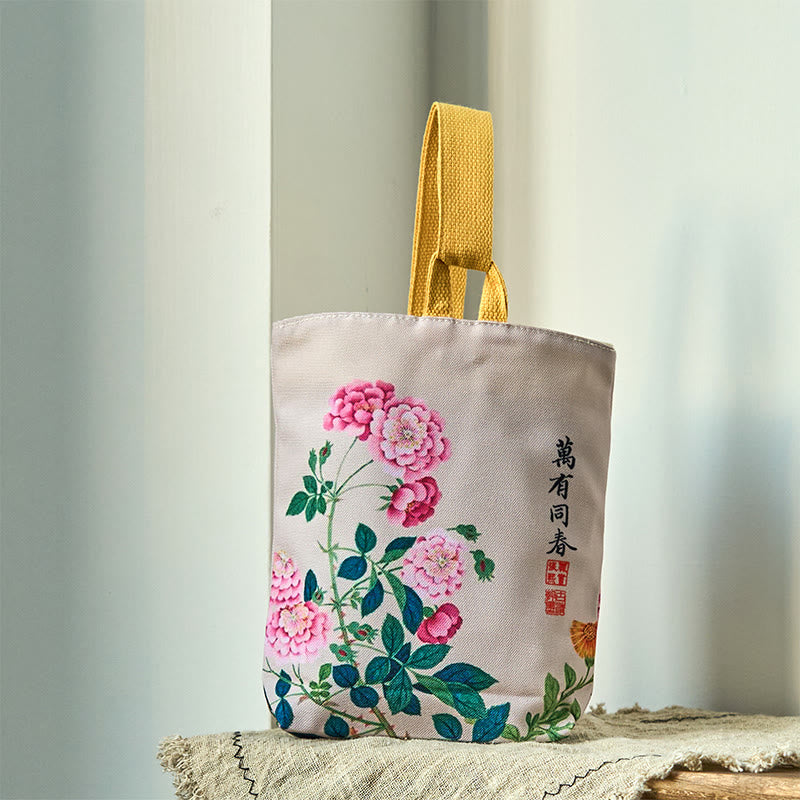 	 Bolso de Lona con Piedras de Buda y Peonías - Peonía Miríada 15*8*22cm - image 6