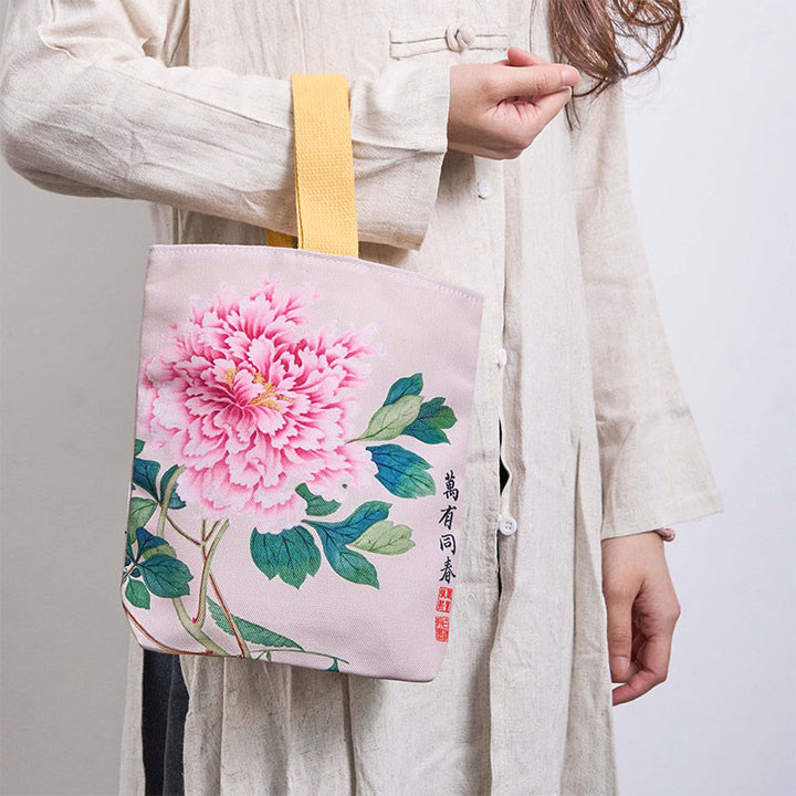 	 Bolso de Lona con Piedras de Buda y Peonías - image 1