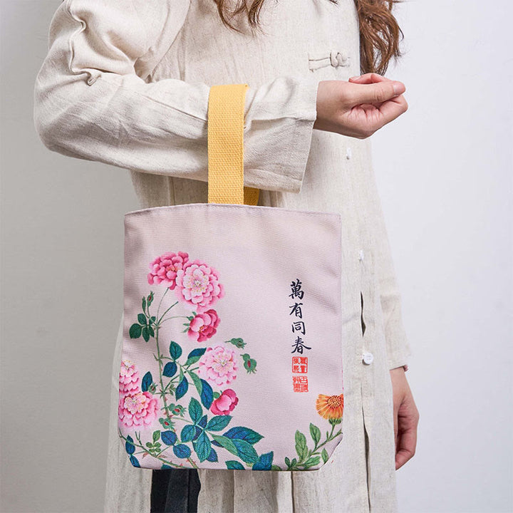 	 Bolso de Lona con Piedras de Buda y Peonías - image 7