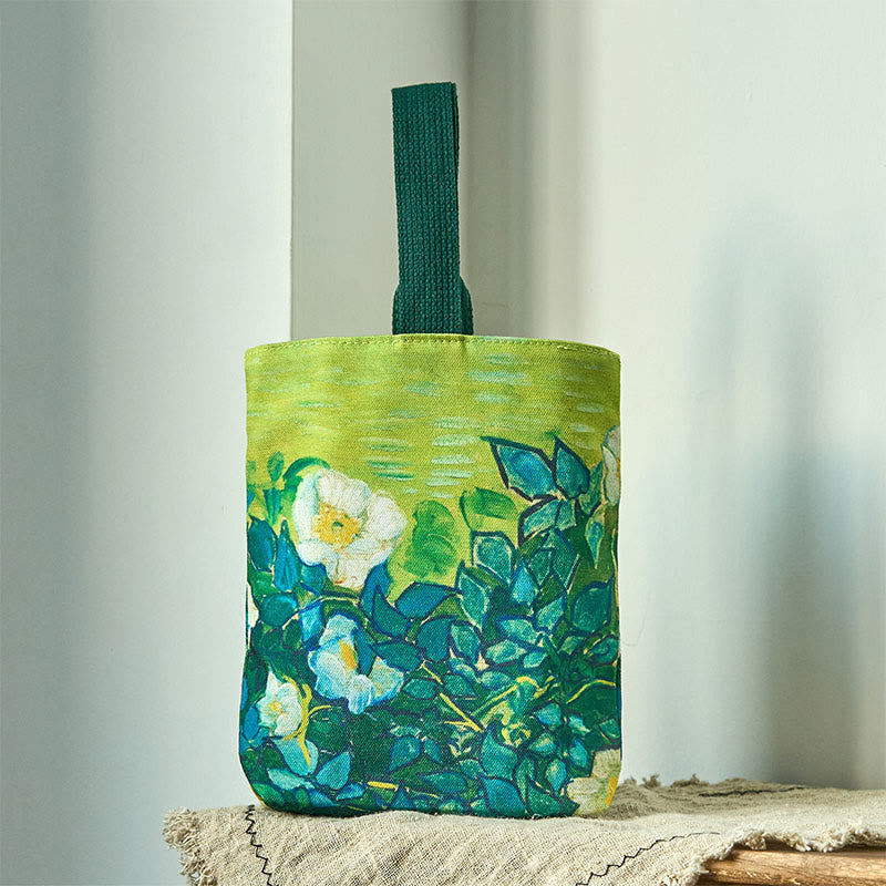 Bolso de mano de lienzo con rosas de Buddha Stones - Rosa silvestre 15*8*22cm - image 0