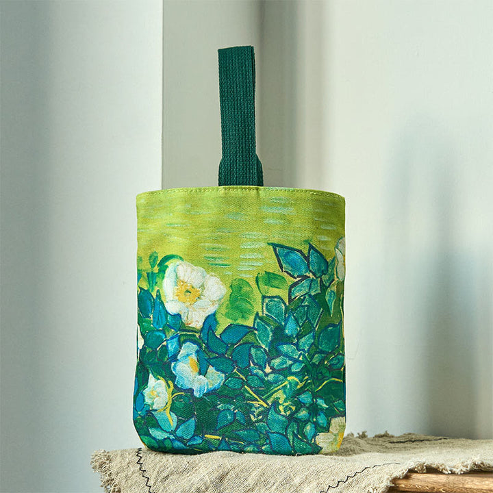 Bolso de mano de lienzo con rosas de Buddha Stones