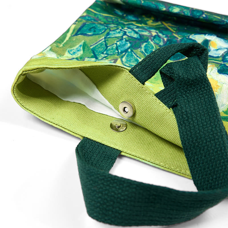 Bolso de mano de lienzo con rosas de Buddha Stones