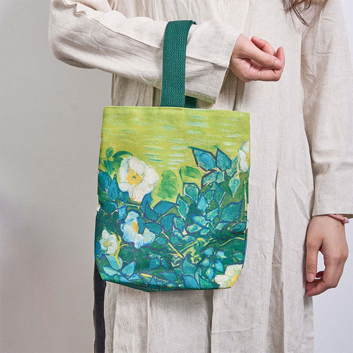 Bolso de mano de lienzo con rosas de Buddha Stones - image 1