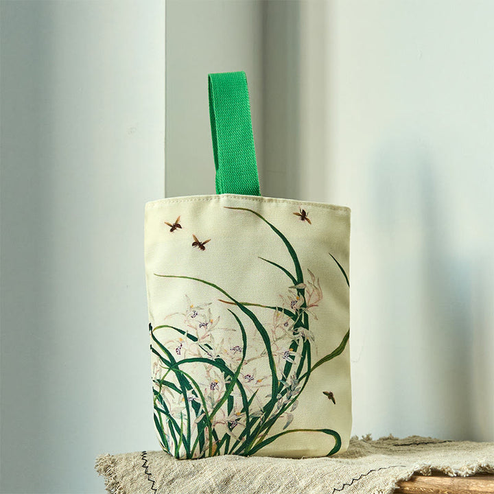 Buddha Stones Bolso de Mano de Lona con Abeja de Orquídea