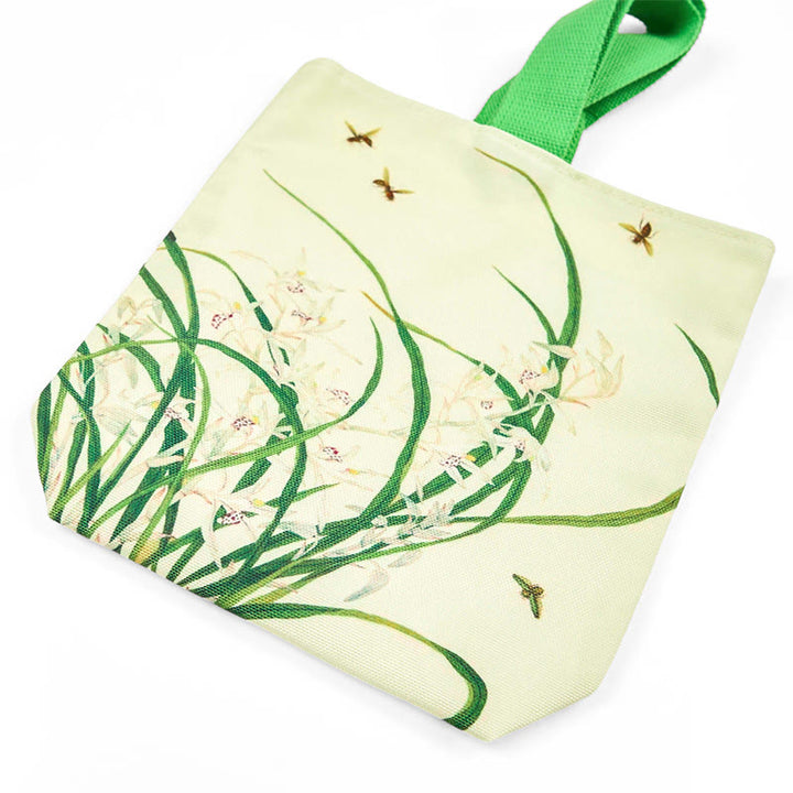 Buddha Stones Bolso de Mano de Lona con Abeja de Orquídea