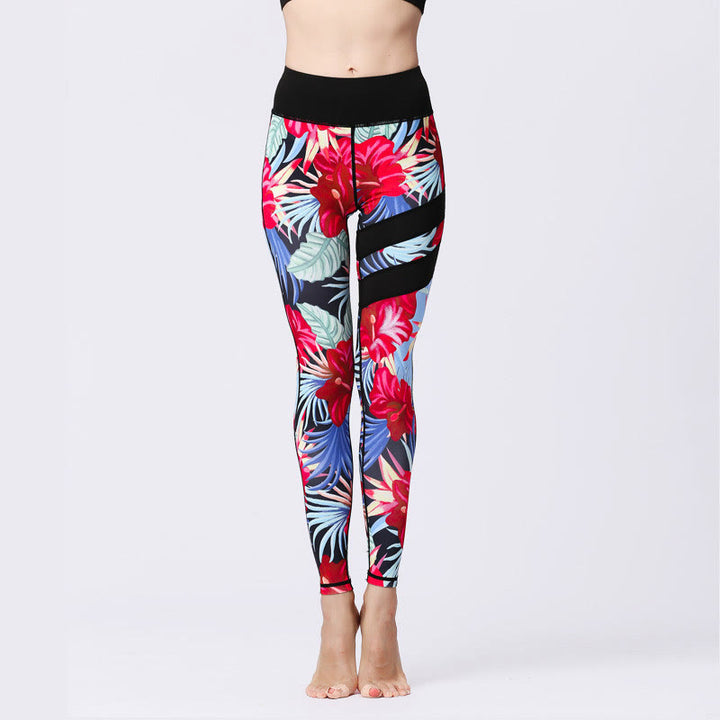 Buddha Stones Pétalos de Flores Hojas Estampadas Leggings Deportivos de Cintura Alta Pantalones de Yoga para Mujer - Carmesí - US8-10, UK/AU12-14, EU40-42 (XL) - image 30