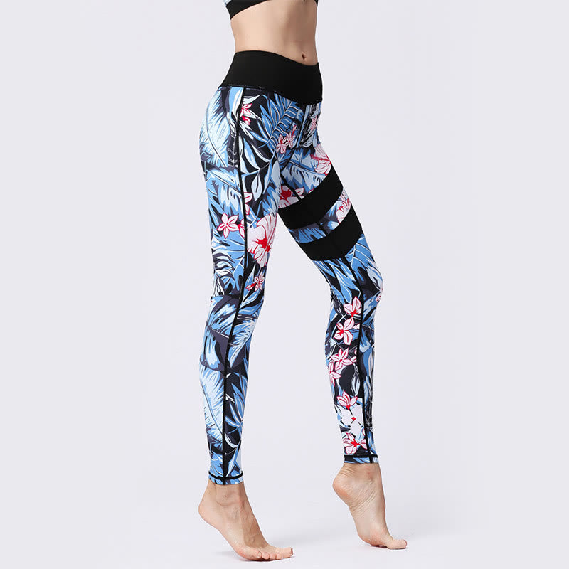 Buddha Stones Pétalos de Flores Hojas Estampadas Leggings Deportivos de Cintura Alta Pantalones de Yoga para Mujer - image 2