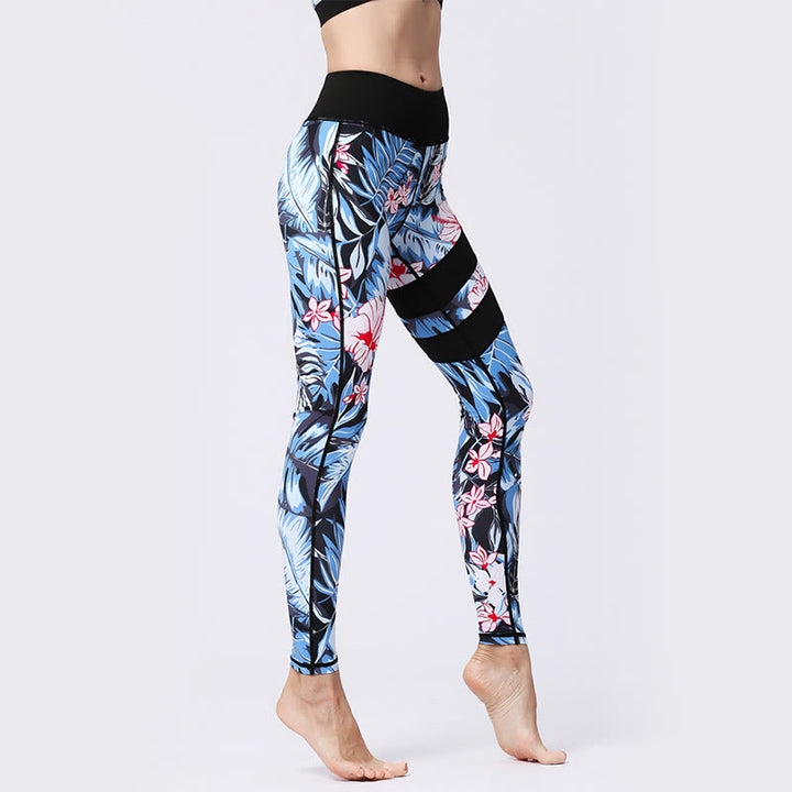 Buddha Stones Pétalos de Flores Hojas Estampadas Leggings Deportivos de Cintura Alta Pantalones de Yoga para Mujer - image 2