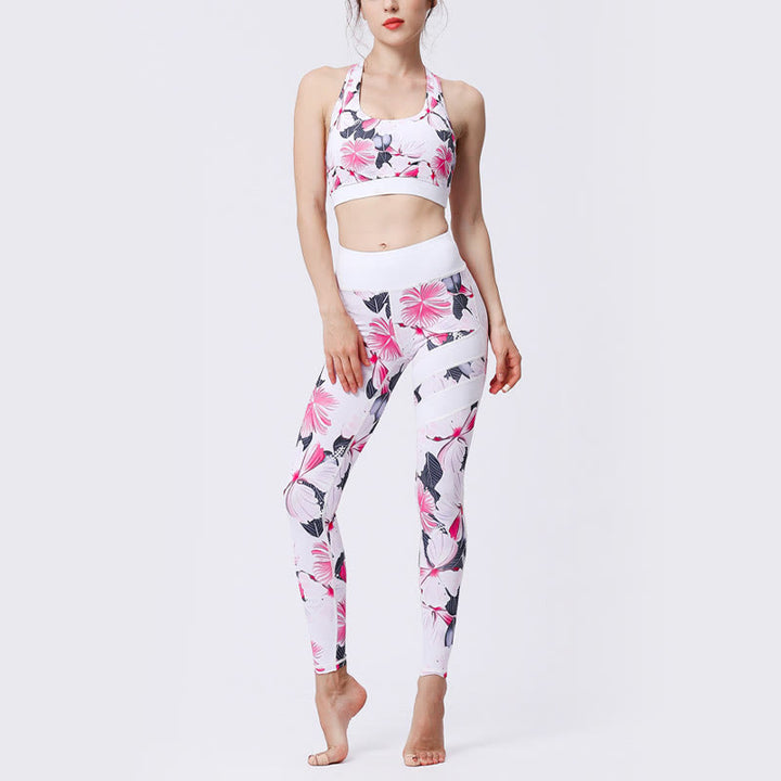 Buddha Stones Pétalos de Flores Hojas Estampadas Leggings Deportivos de Cintura Alta Pantalones de Yoga para Mujer - image 9