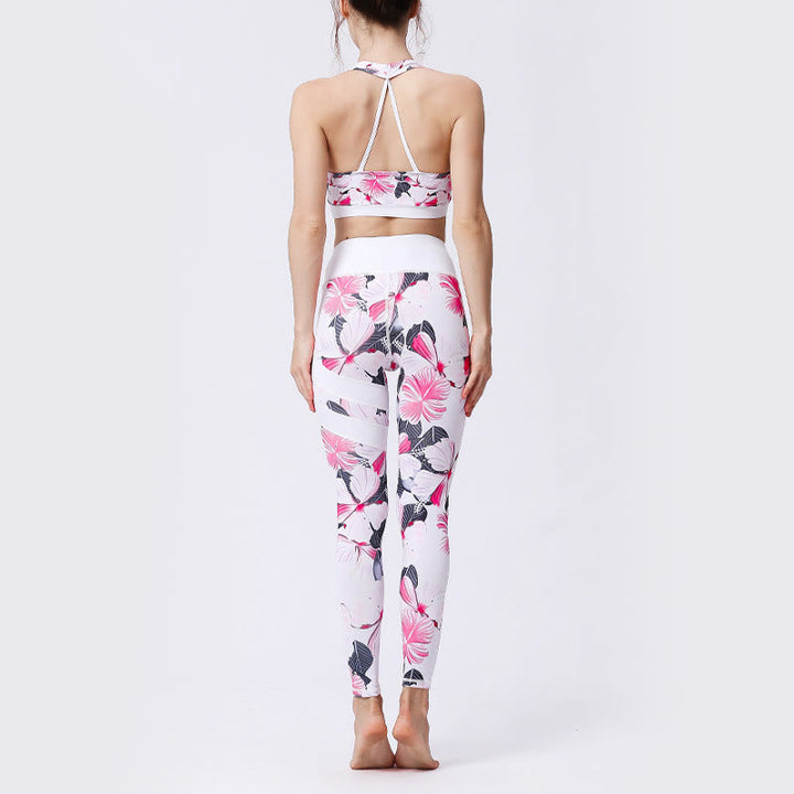 Buddha Stones Pétalos de Flores Hojas Estampadas Leggings Deportivos de Cintura Alta Pantalones de Yoga para Mujer - image 10
