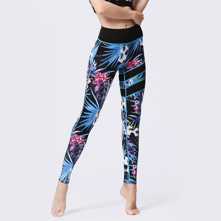 Buddha Stones Pétalos de Flores Hojas Estampadas Leggings Deportivos de Cintura Alta Pantalones de Yoga para Mujer - image 23