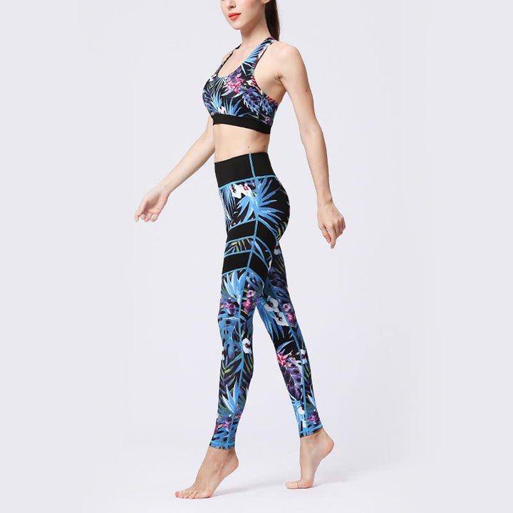 Buddha Stones Pétalos de Flores Hojas Estampadas Leggings Deportivos de Cintura Alta Pantalones de Yoga para Mujer - image 25