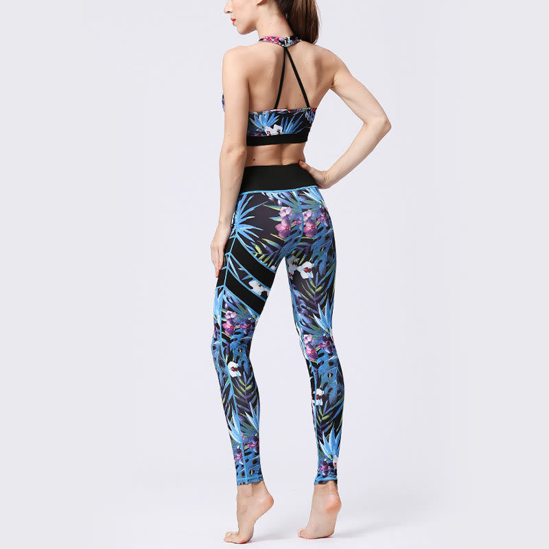 Buddha Stones Pétalos de Flores Hojas Estampadas Leggings Deportivos de Cintura Alta Pantalones de Yoga para Mujer - image 24