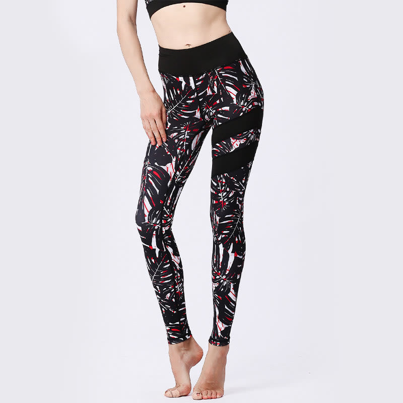 Buddha Stones Pétalos de Flores Hojas Estampadas Leggings Deportivos de Cintura Alta Pantalones de Yoga para Mujer - image 27