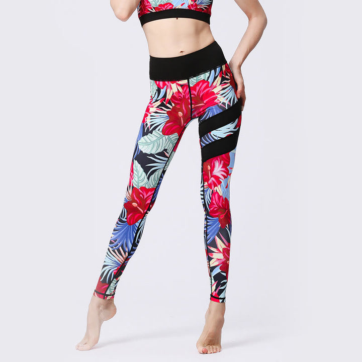 Buddha Stones Pétalos de Flores Hojas Estampadas Leggings Deportivos de Cintura Alta Pantalones de Yoga para Mujer - image 31