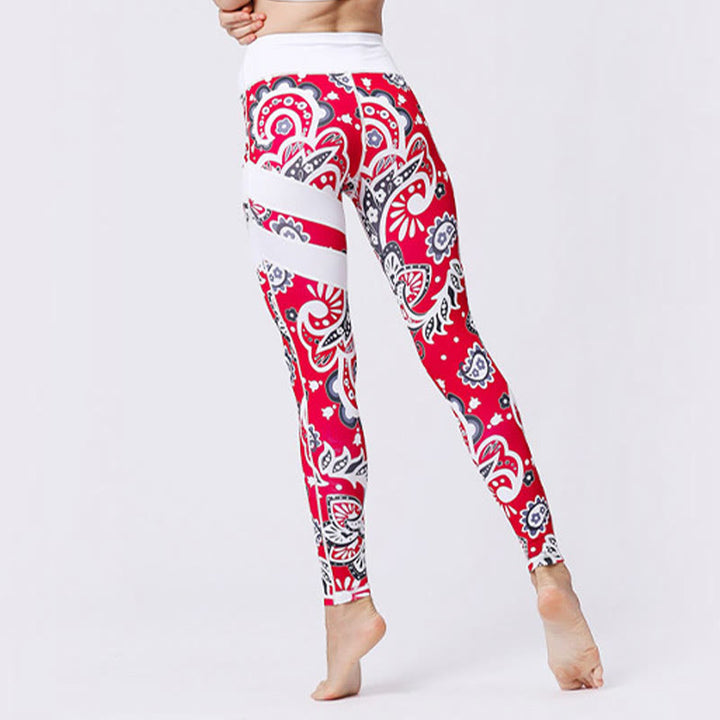 Buddha Stones Pétalos de Flores Hojas Estampadas Leggings Deportivos de Cintura Alta Pantalones de Yoga para Mujer - image 37