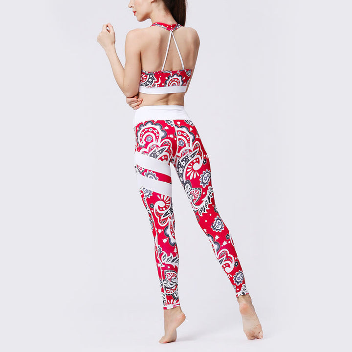 Buddha Stones Pétalos de Flores Hojas Estampadas Leggings Deportivos de Cintura Alta Pantalones de Yoga para Mujer - image 39